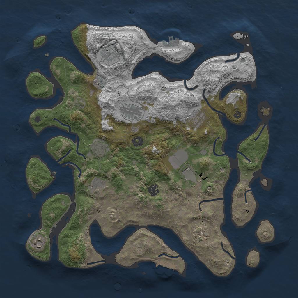 Rust Map: Procedural Map, Size: 3986, Seed: 19017, 15 Monuments