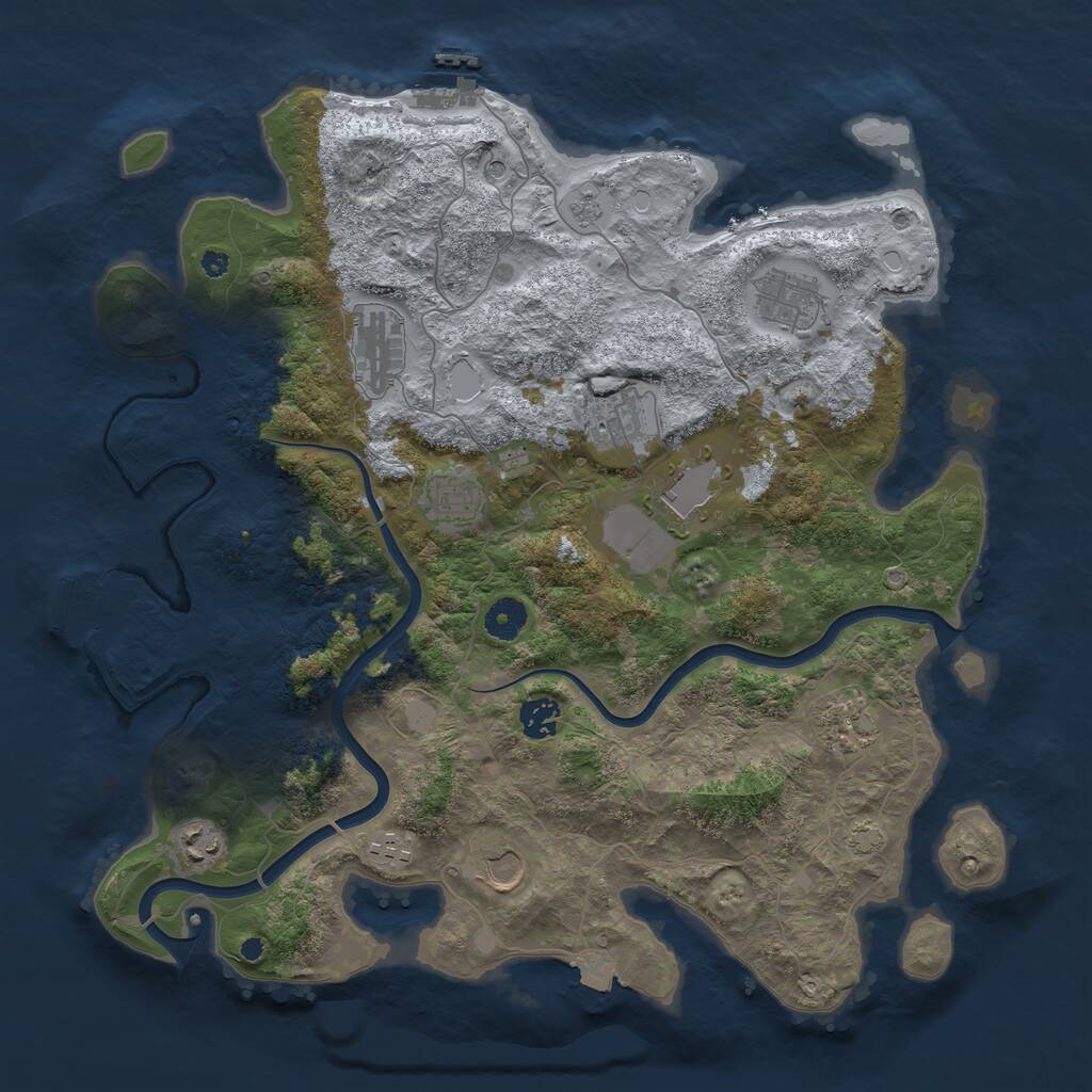 Rust Map: Procedural Map, Size: 3986, Seed: 19017, 16 Monuments