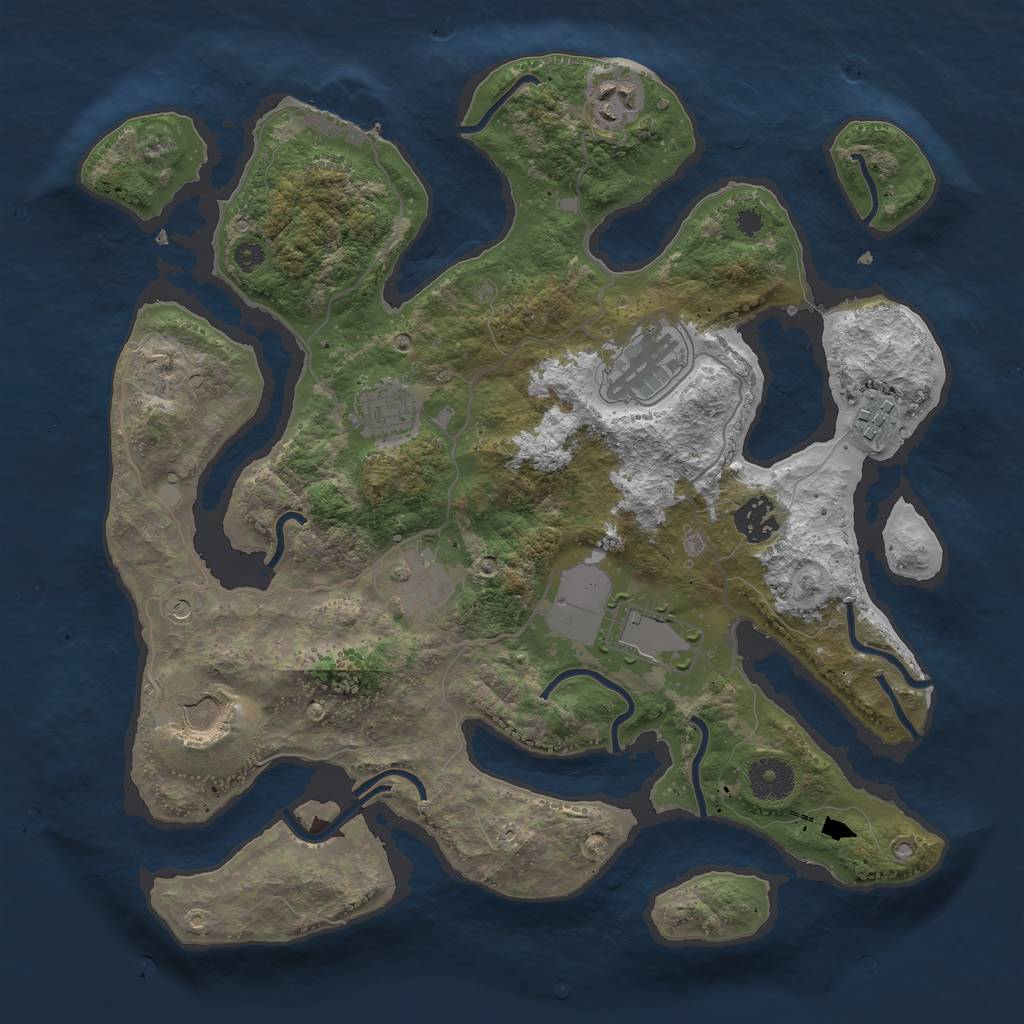 Rust Map: Procedural Map, Size: 3500, Seed: 2242, 12 Monuments