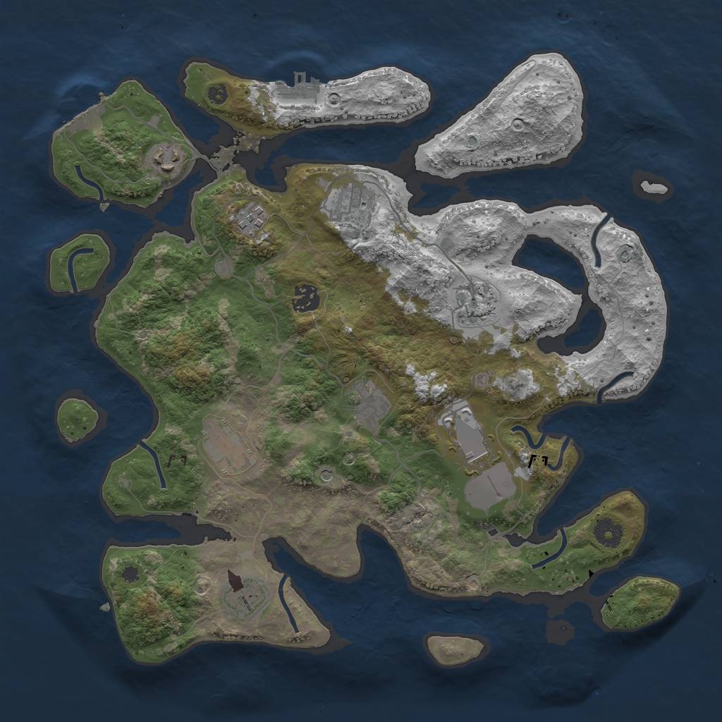 Rust Map: Procedural Map, Size: 3750, Seed: 65783722, 14 Monuments