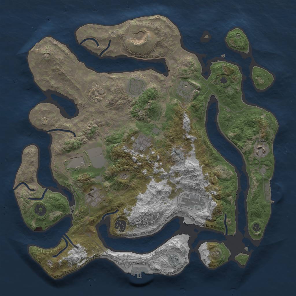 Rust Map: Procedural Map, Size: 3750, Seed: 1409003082, 16 Monuments