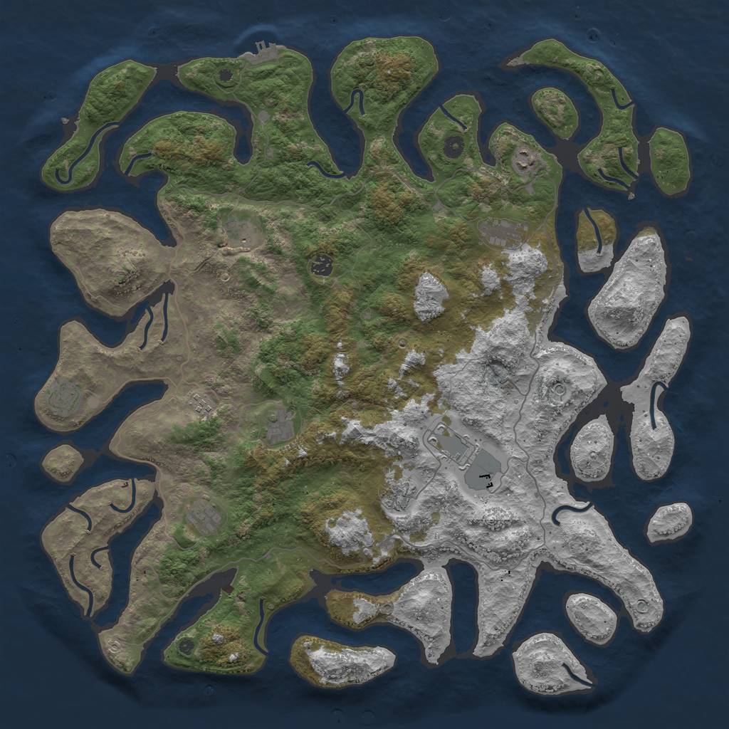 Rust Map: Procedural Map, Size: 5000, Seed: 593235, 14 Monuments