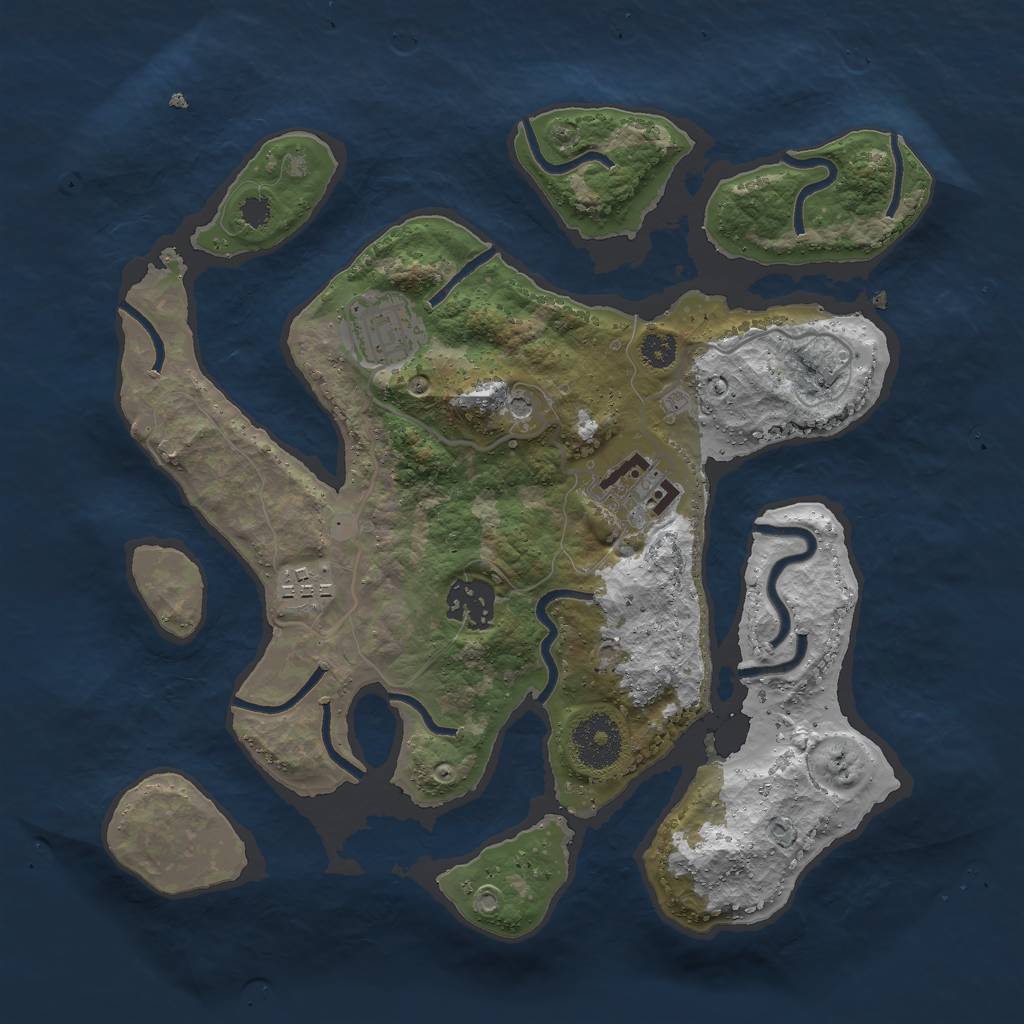 Rust Map: Procedural Map, Size: 3000, Seed: 448471977, 7 Monuments