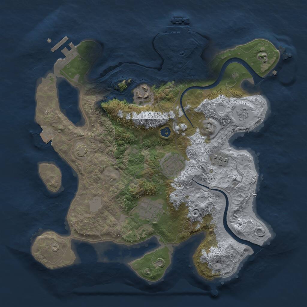 Rust Map: Procedural Map, Size: 3000, Seed: 448471977, 9 Monuments