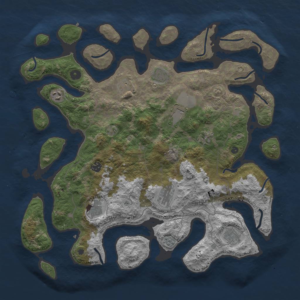 Rust Map: Procedural Map, Size: 4300, Seed: 1260618995, 13 Monuments