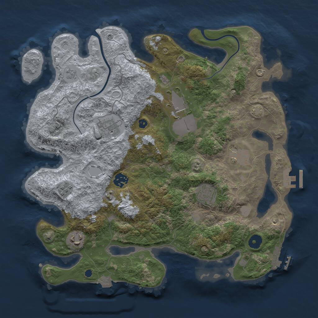 Rust Map: Procedural Map, Size: 3500, Seed: 183020676, 12 Monuments