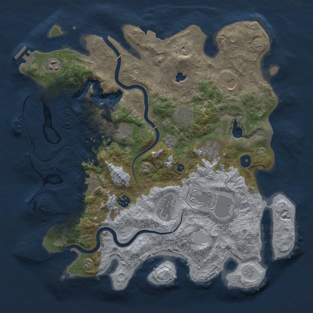 Rust Map: Procedural Map, Size: 4000, Seed: 757875346, 16 Monuments