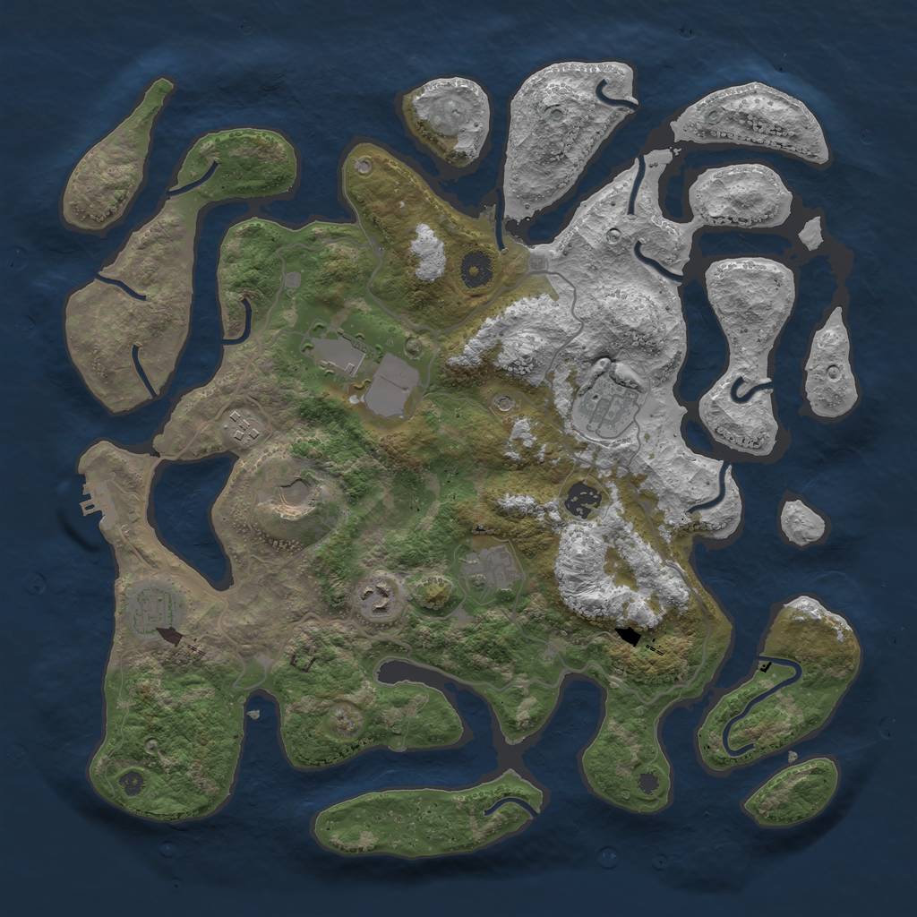 Rust Map: Procedural Map, Size: 4000, Seed: 23214, 12 Monuments