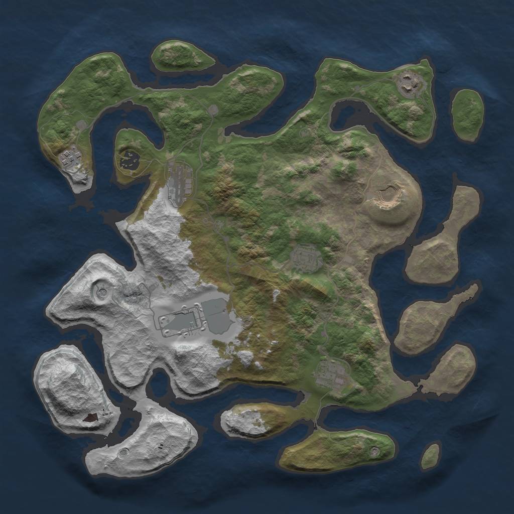 Rust Map: Barren, Size: 3875, Seed: 1090372829, 11 Monuments