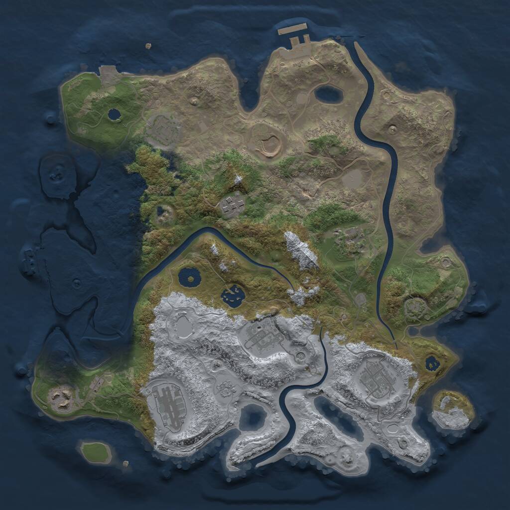 Rust Map: Procedural Map, Size: 3500, Seed: 85205733, 15 Monuments
