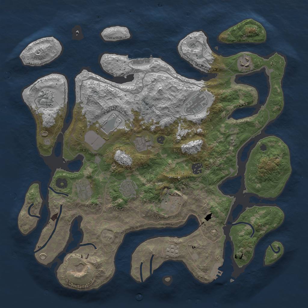 Rust Map: Procedural Map, Size: 4000, Seed: 494074446, 16 Monuments