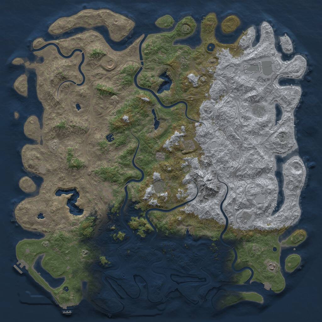Rust Map: Procedural Map, Size: 6000, Seed: 8563, 17 Monuments
