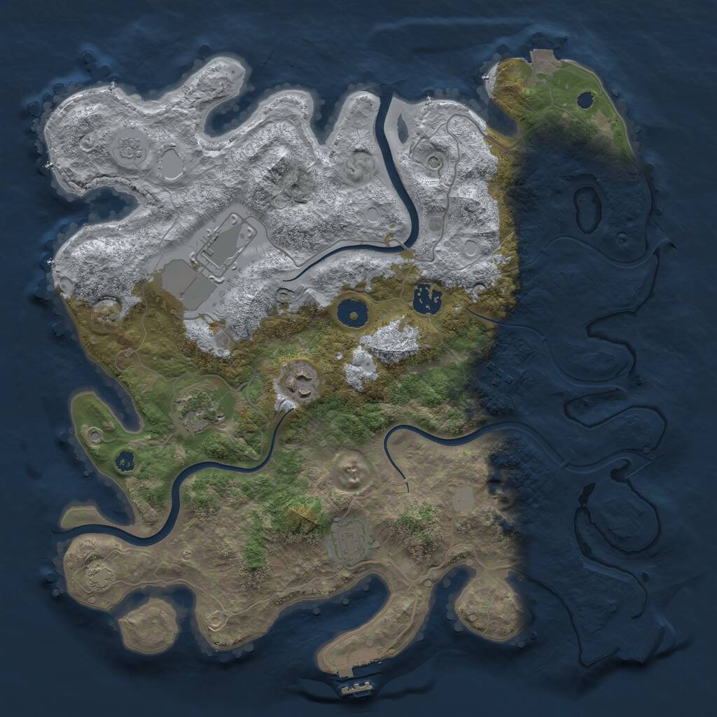 Rust Map: Procedural Map, Size: 3600, Seed: 11048809, 12 Monuments
