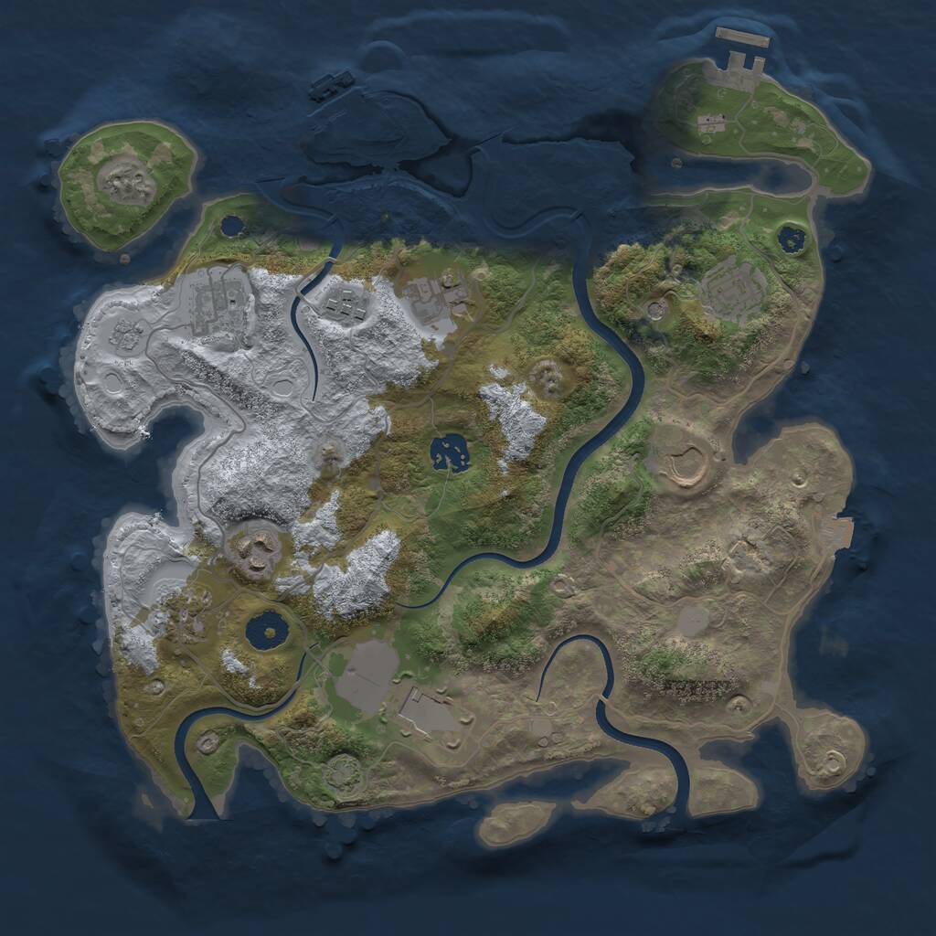 Rust Map: Procedural Map, Size: 3500, Seed: 667646983, 15 Monuments