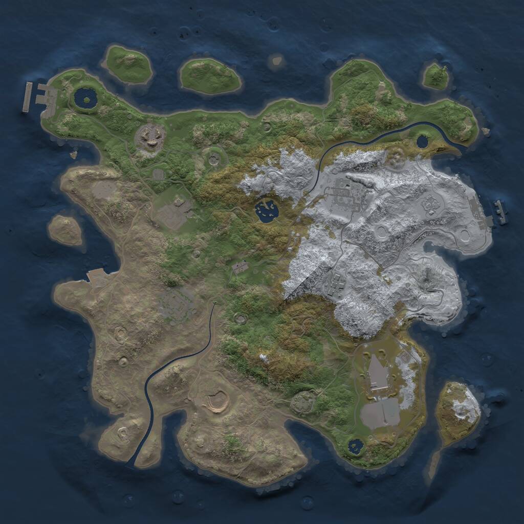 Rust Map: Procedural Map, Size: 3500, Seed: 336256783, 14 Monuments