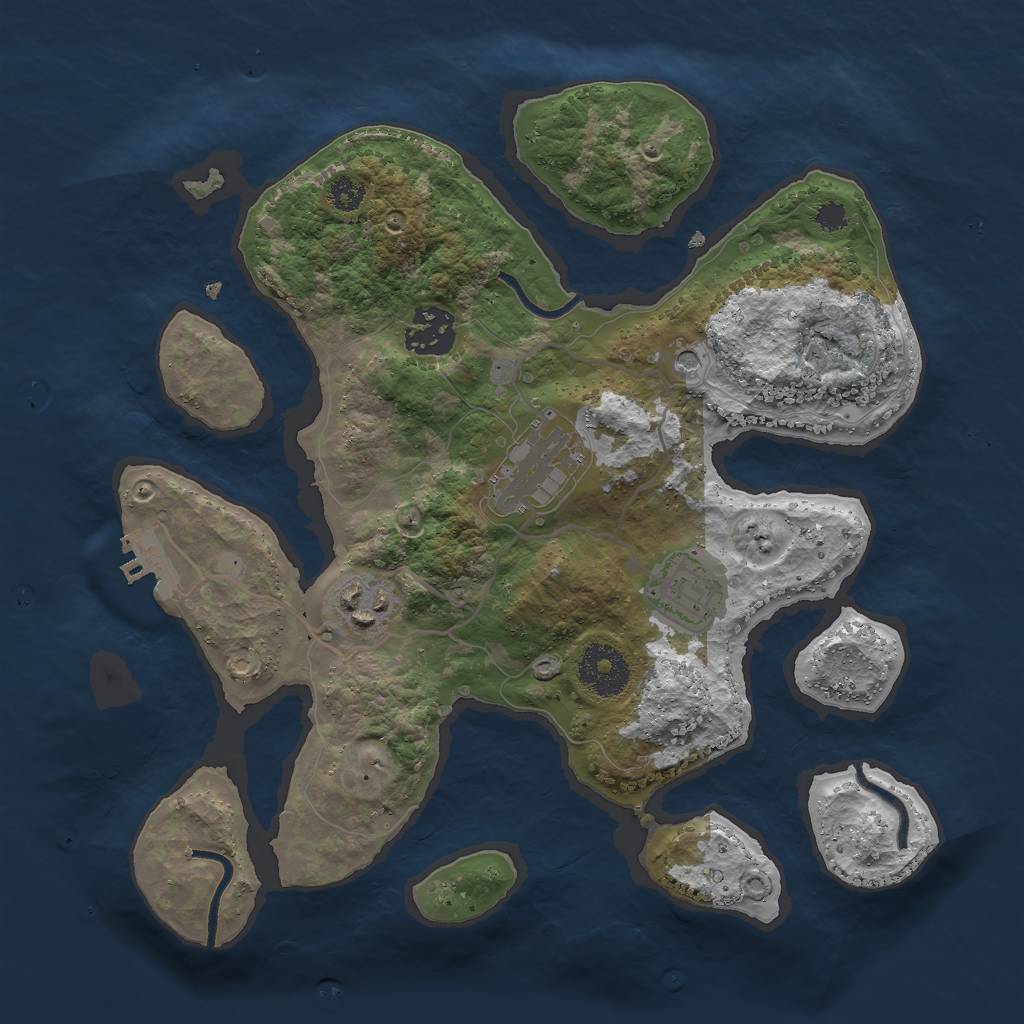 Rust Map: Procedural Map, Size: 3000, Seed: 3199669, 8 Monuments