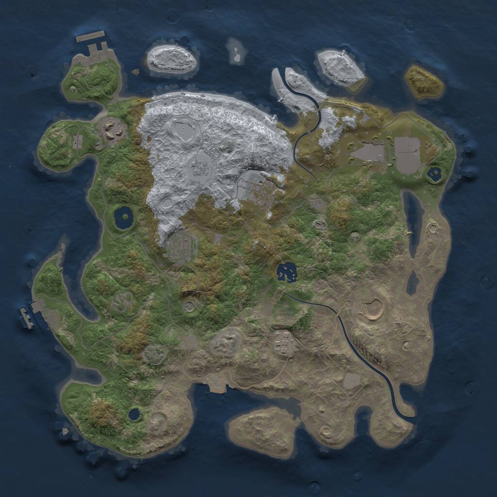 Rust Map: Procedural Map, Size: 3500, Seed: 1624218071, 13 Monuments