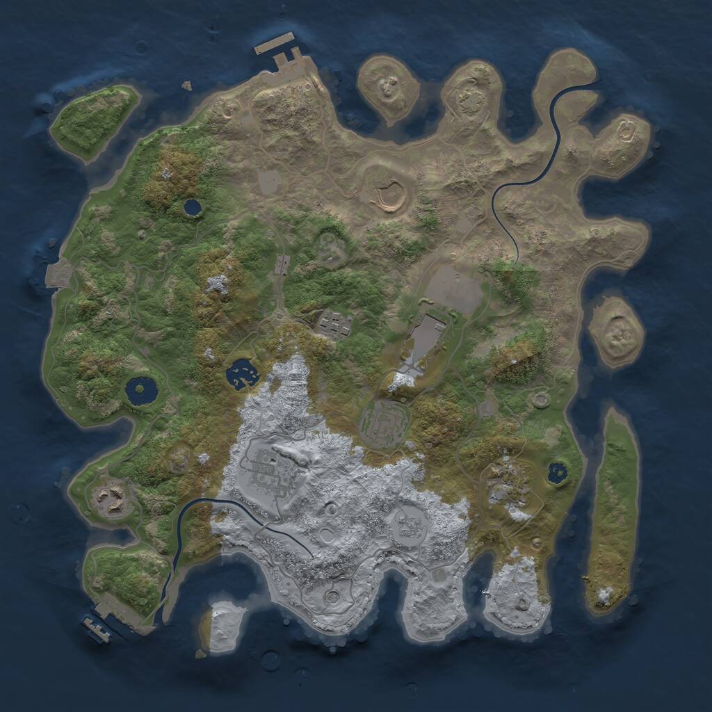 Rust Map: Procedural Map, Size: 3500, Seed: 13603, 14 Monuments