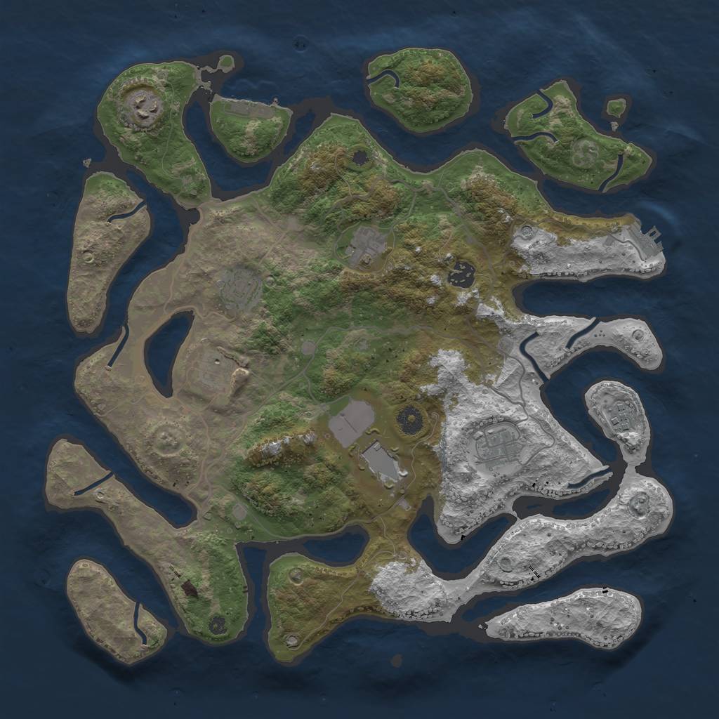 Rust Map: Procedural Map, Size: 4000, Seed: 101011, 13 Monuments