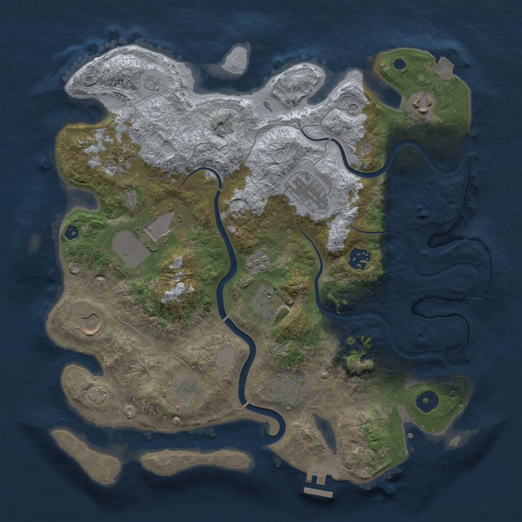 Rust Map: Procedural Map, Size: 3650, Seed: 405122422, 15 Monuments