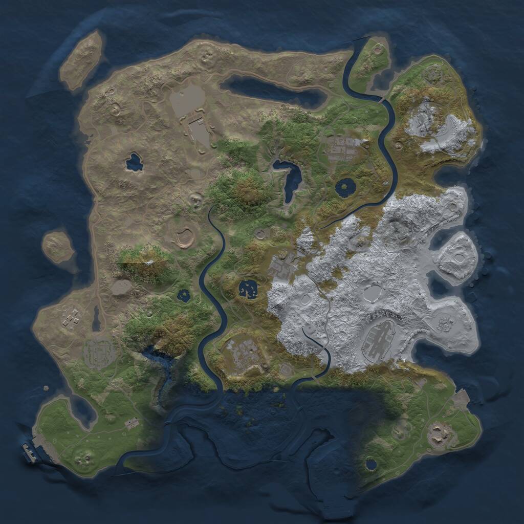 Rust Map: Procedural Map, Size: 4000, Seed: 1213144169, 17 Monuments