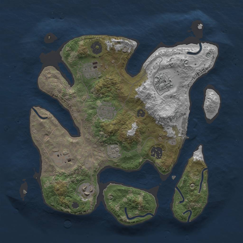 Rust Map: Procedural Map, Size: 3000, Seed: 592430204, 10 Monuments