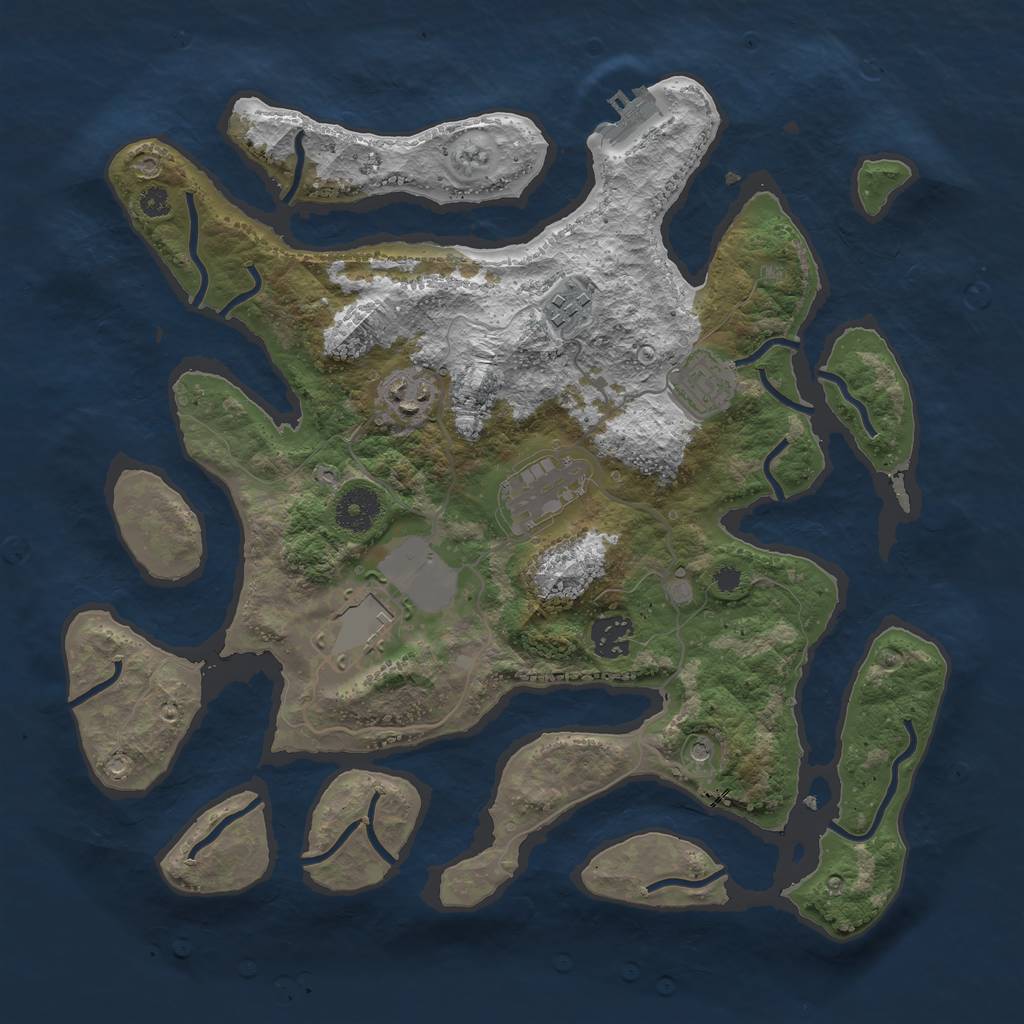 Rust Map: Procedural Map, Size: 3500, Seed: 374344884, 10 Monuments
