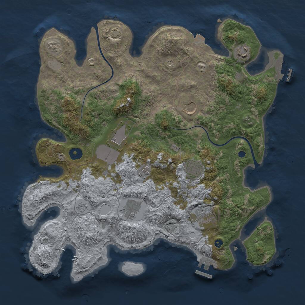 Rust Map: Procedural Map, Size: 3600, Seed: 11048805, 13 Monuments