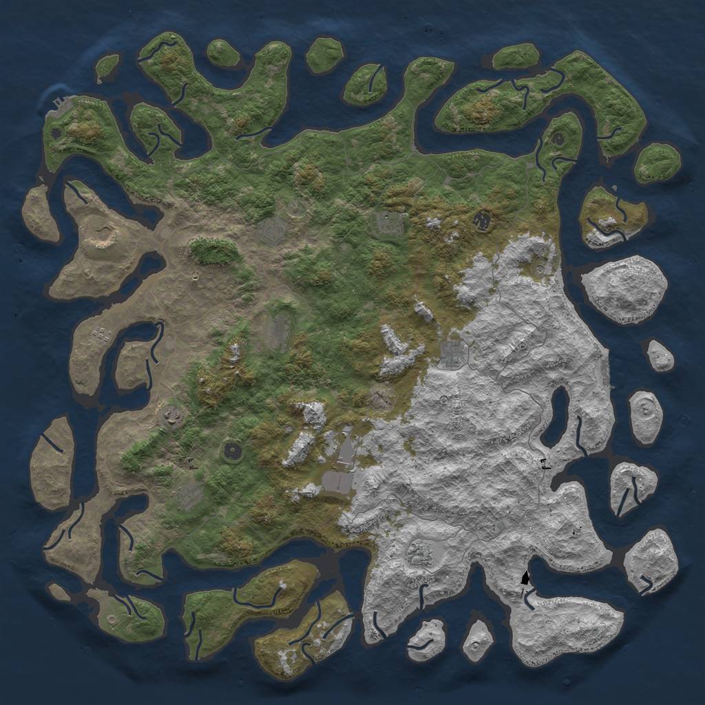 Rust Map: Procedural Map, Size: 6000, Seed: 85218670, 16 Monuments