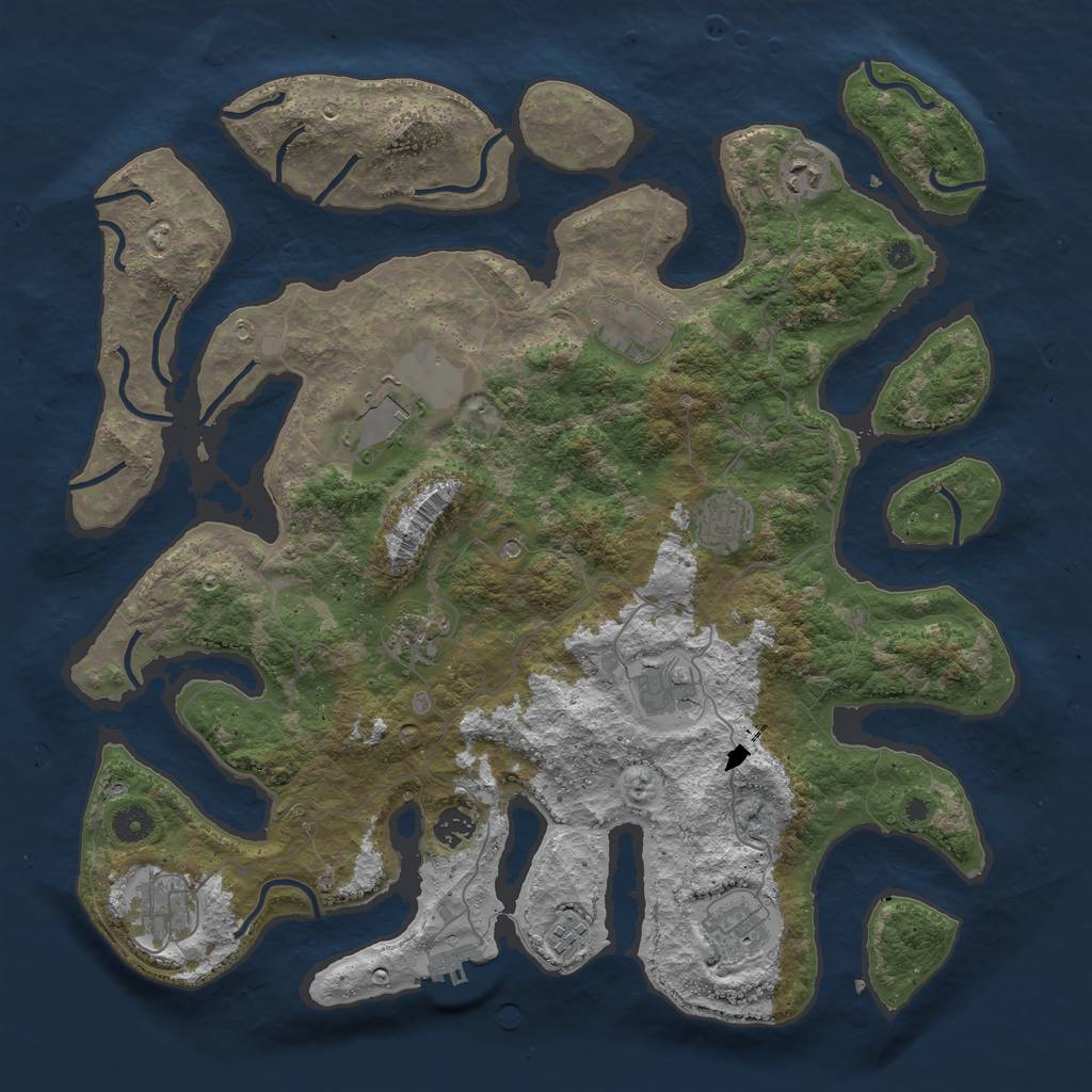 Rust Map: Procedural Map, Size: 4250, Seed: 28303, 14 Monuments