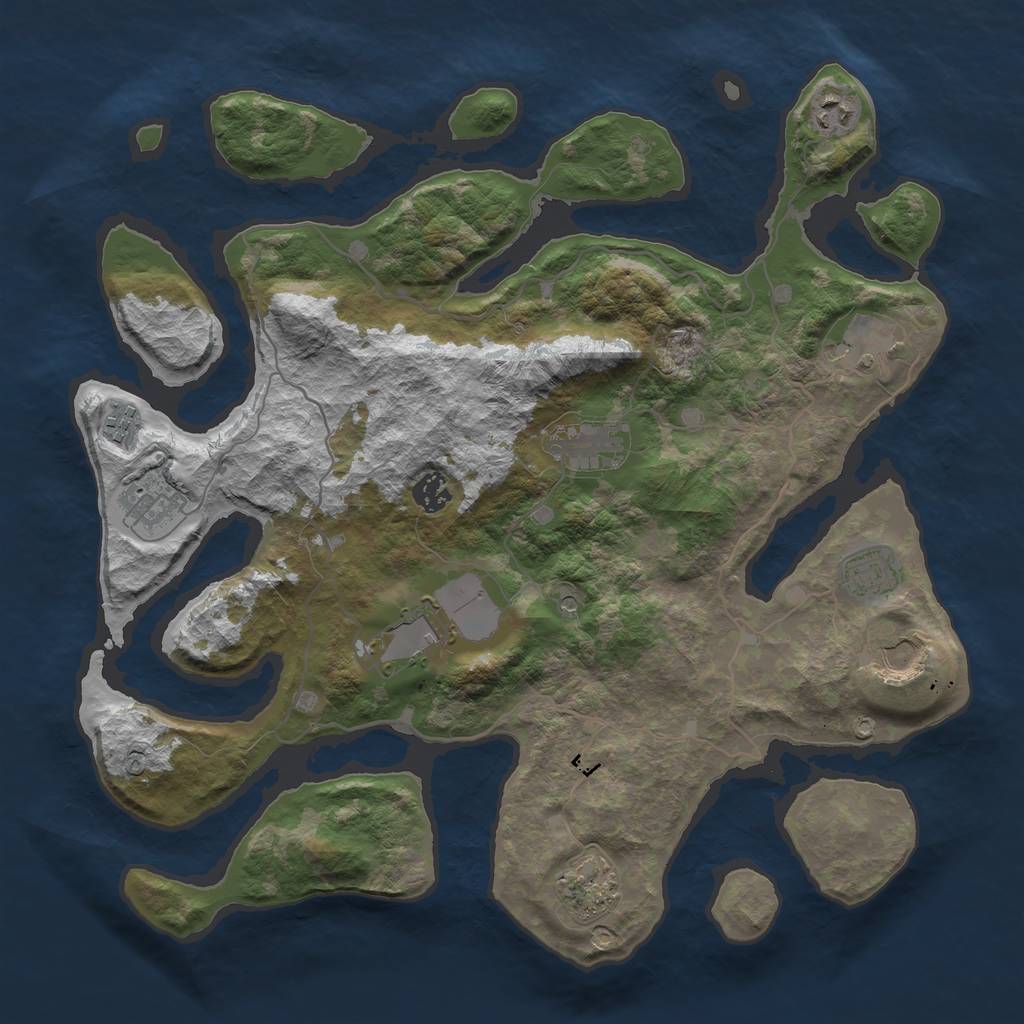 Rust Map: Barren, Size: 4000, Seed: 429999387, 13 Monuments