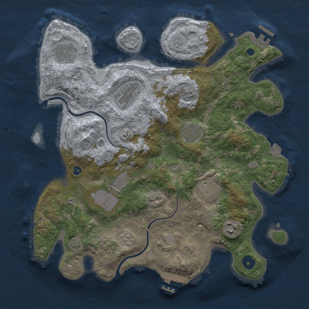 Rust Map: Procedural Map, Size: 3500, Seed: 113543478, 13 Monuments
