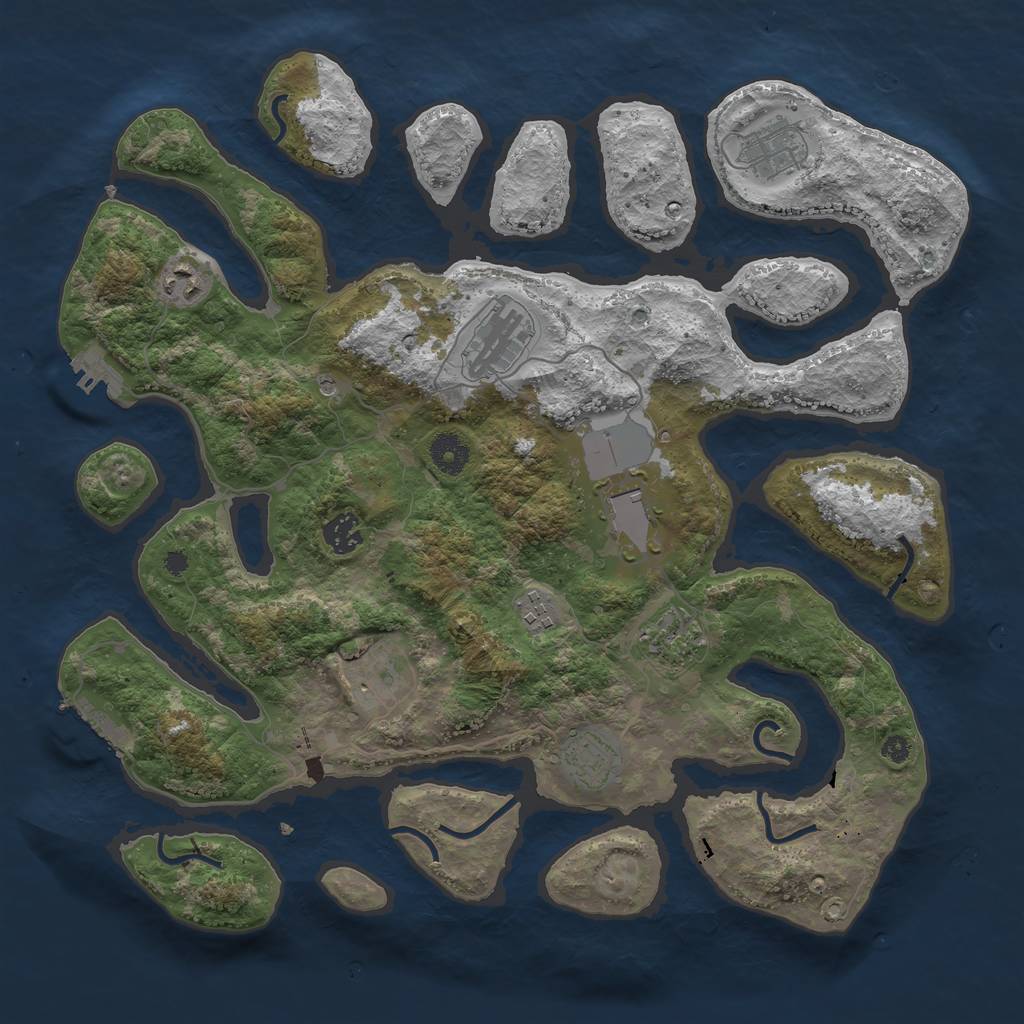 Rust Map: Procedural Map, Size: 3875, Seed: 2130621770, 14 Monuments