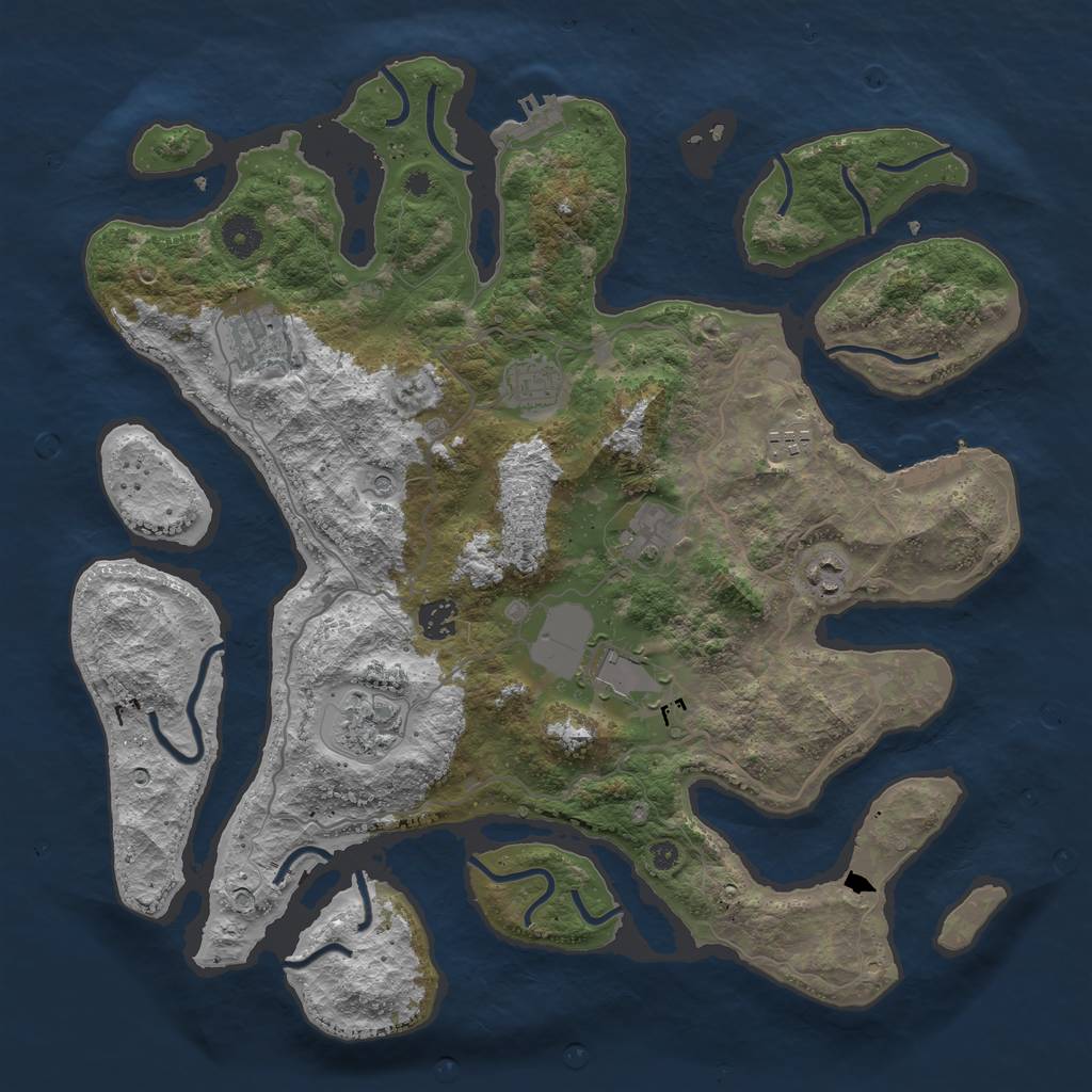 Rust Map: Procedural Map, Size: 4000, Seed: 543, 13 Monuments