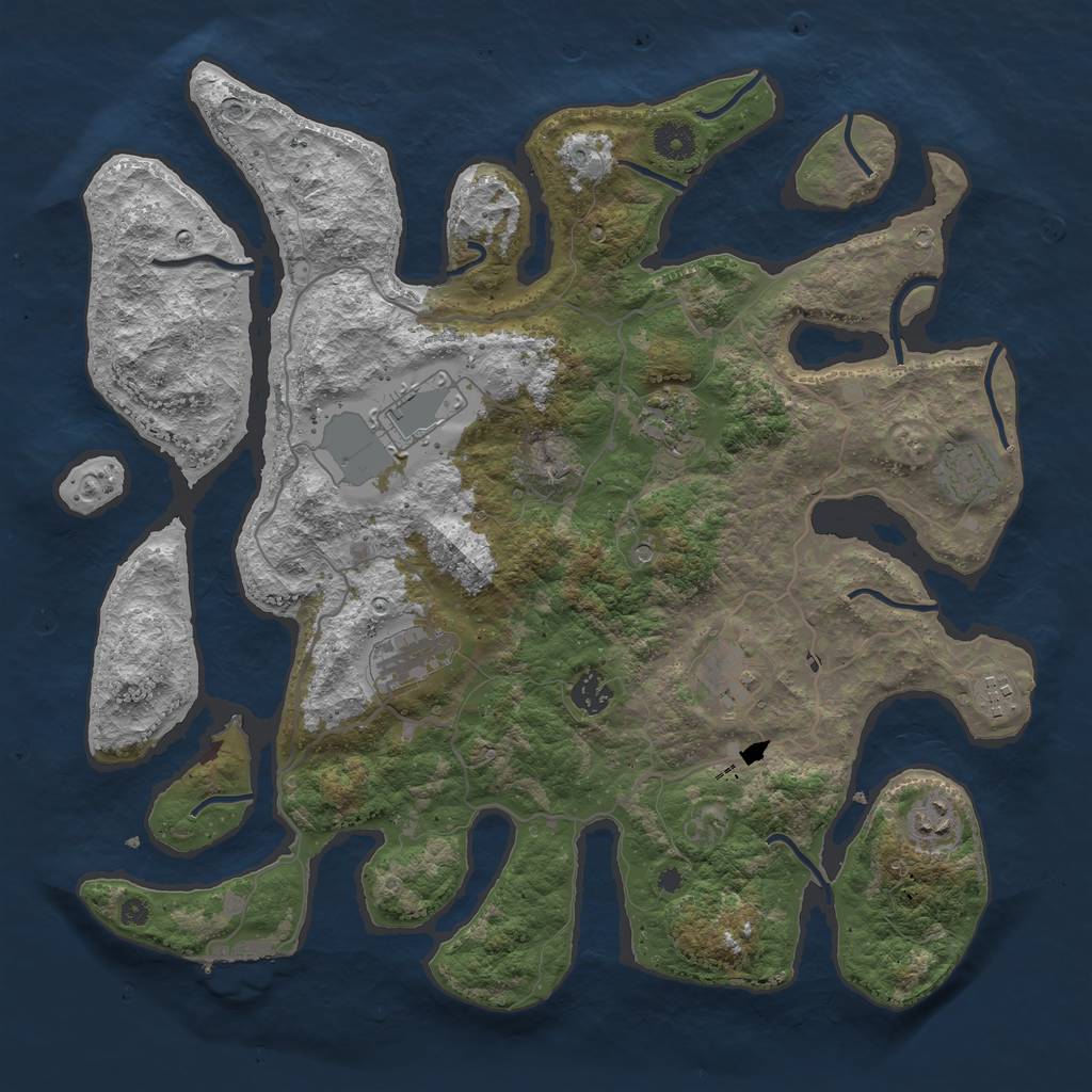 Rust Map: Procedural Map, Size: 4000, Seed: 630471191, 12 Monuments