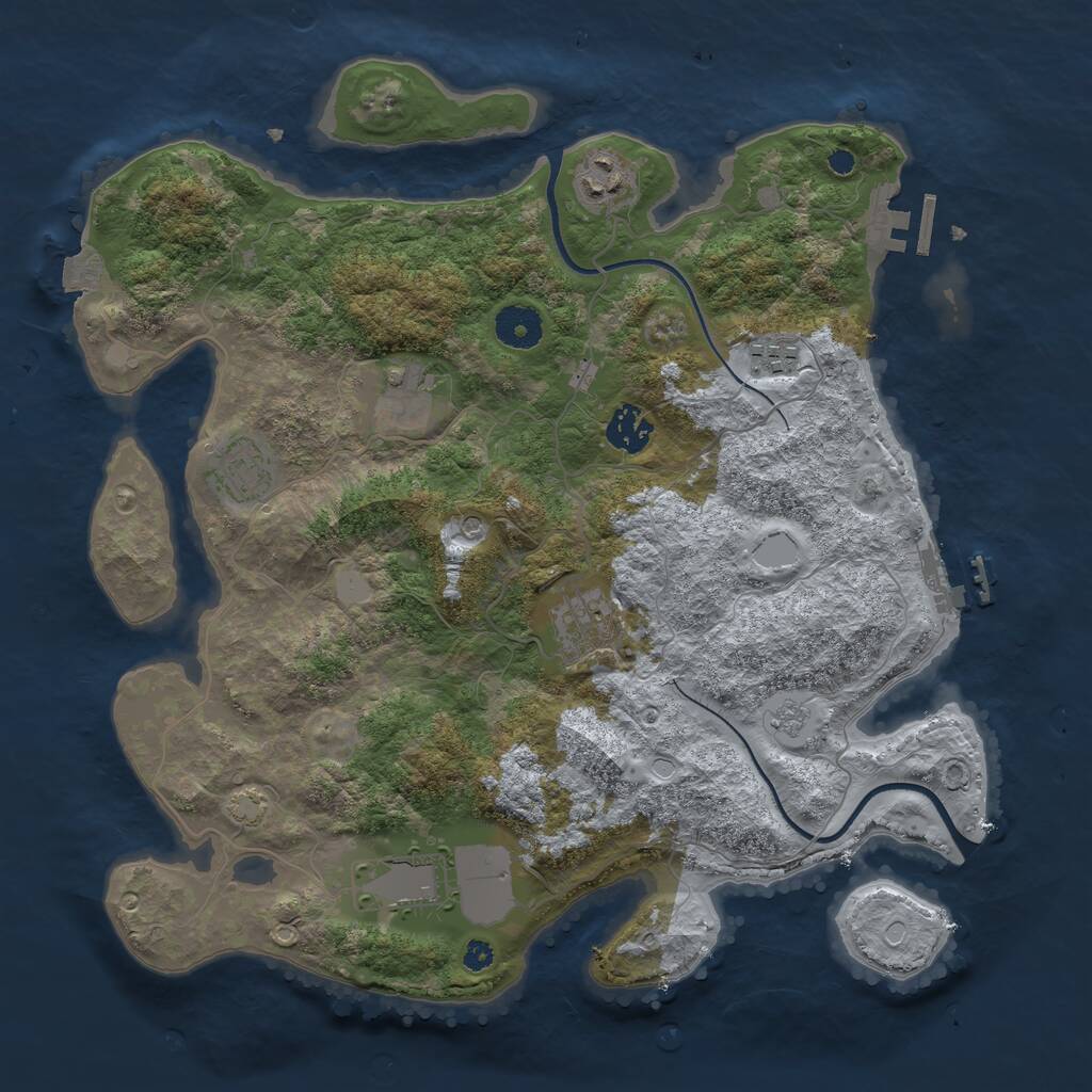 Rust Map: Procedural Map, Size: 3600, Seed: 22368, 13 Monuments