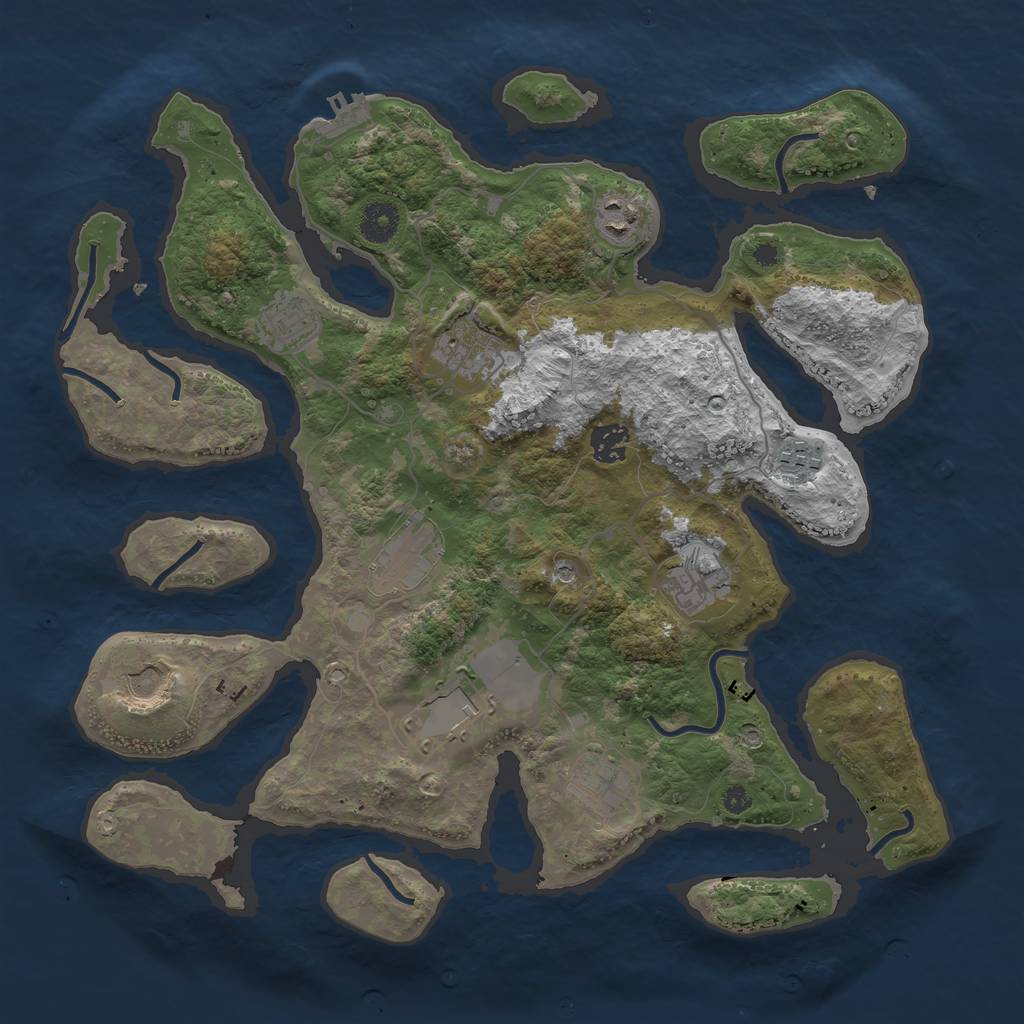 Rust Map: Procedural Map, Size: 3800, Seed: 1675983982, 14 Monuments