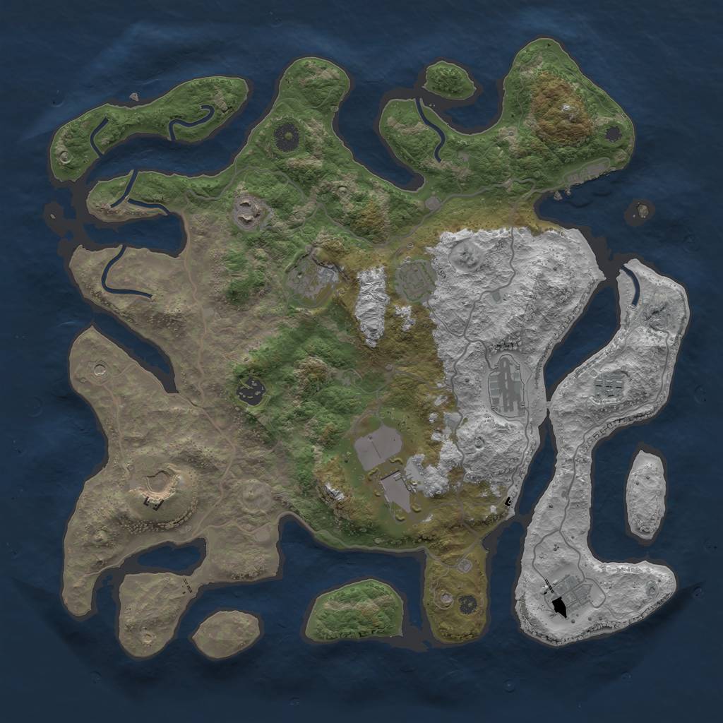 Rust Map: Procedural Map, Size: 4000, Seed: 34199622, 13 Monuments