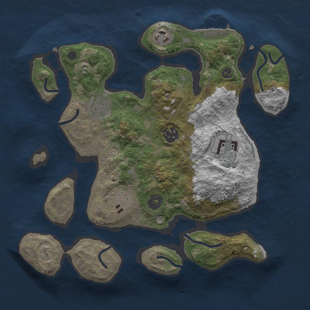 Rust Map: Procedural Map, Size: 3000, Seed: 1465, 9 Monuments