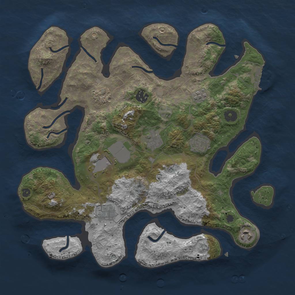 Rust Map: Procedural Map, Size: 3500, Seed: 100000713, 12 Monuments