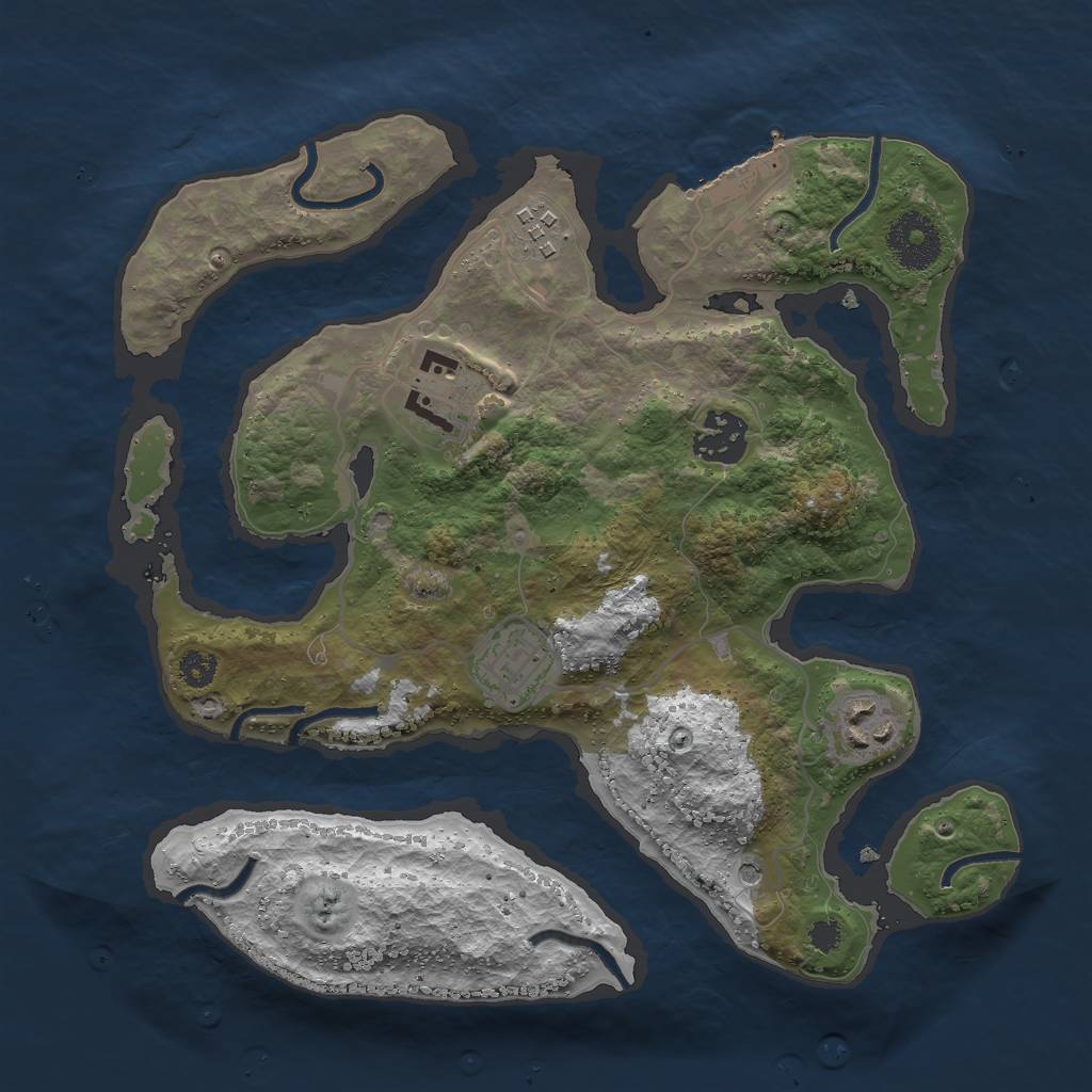 Rust Map: Procedural Map, Size: 3000, Seed: 4321, 9 Monuments