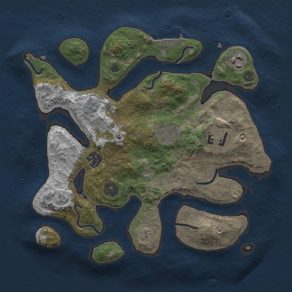 Rust Map: Procedural Map, Size: 3000, Seed: 57004872, 9 Monuments