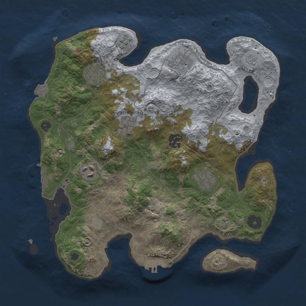 Rust Map: Procedural Map, Size: 3200, Seed: 121315421, 14 Monuments