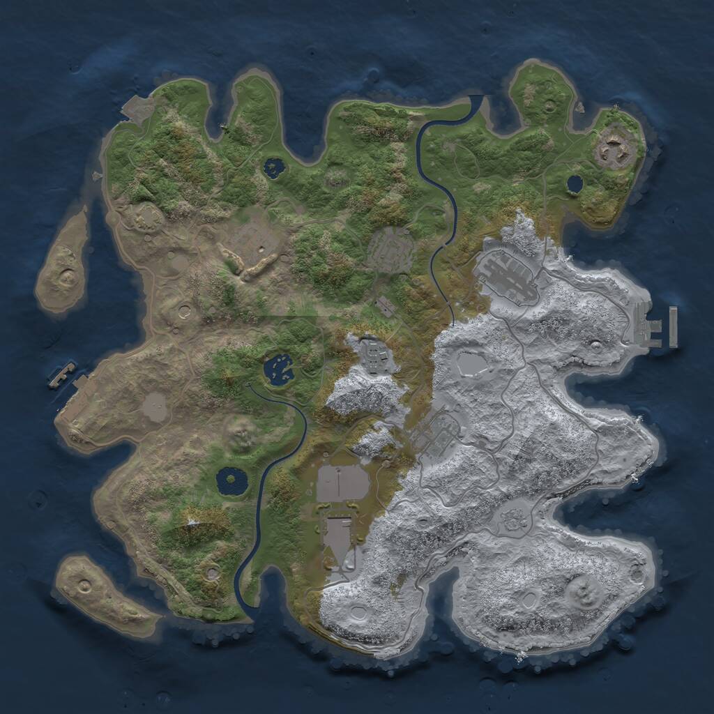 Rust Map: Procedural Map, Size: 3500, Seed: 7123, 14 Monuments