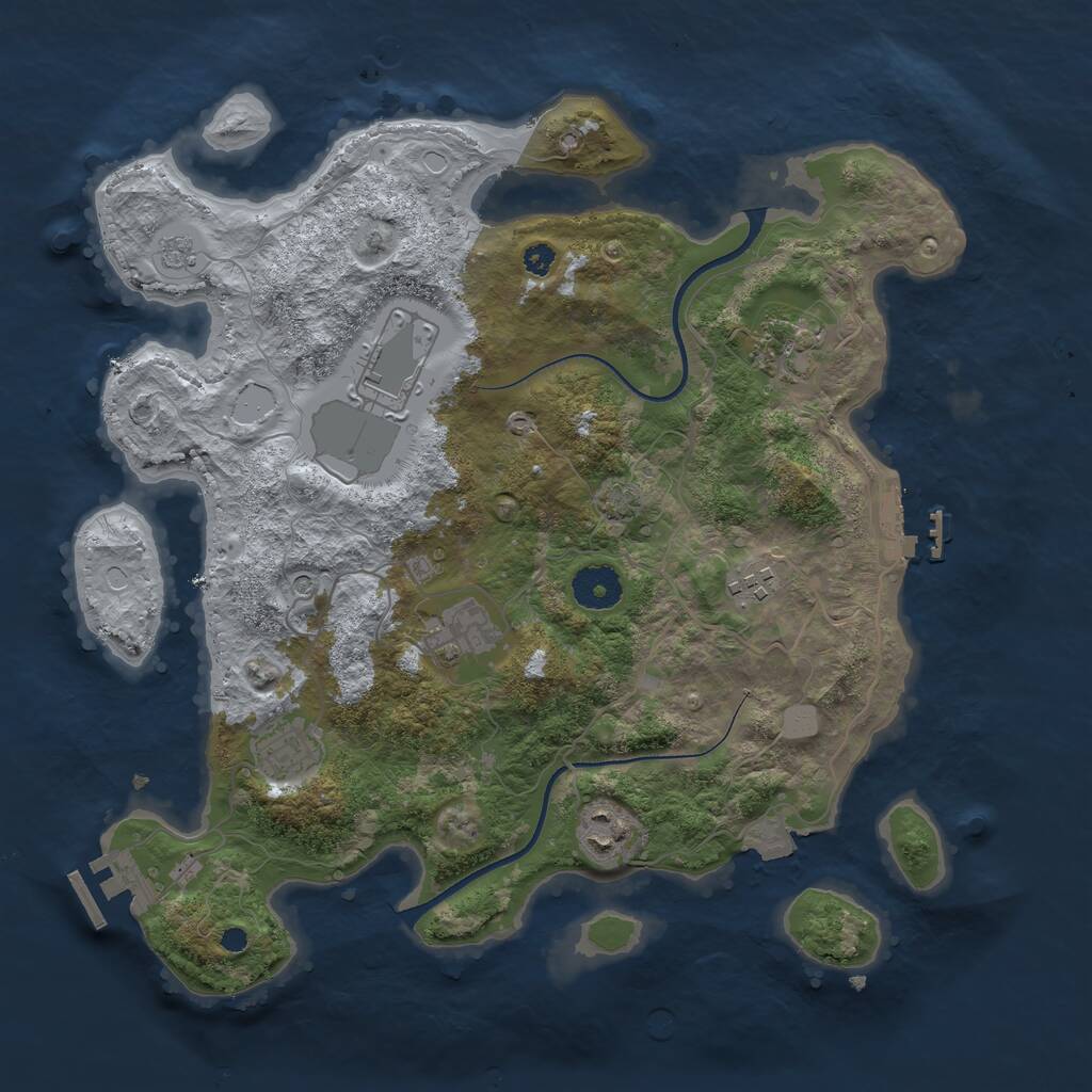 Rust Map: Procedural Map, Size: 3500, Seed: 272727, 12 Monuments