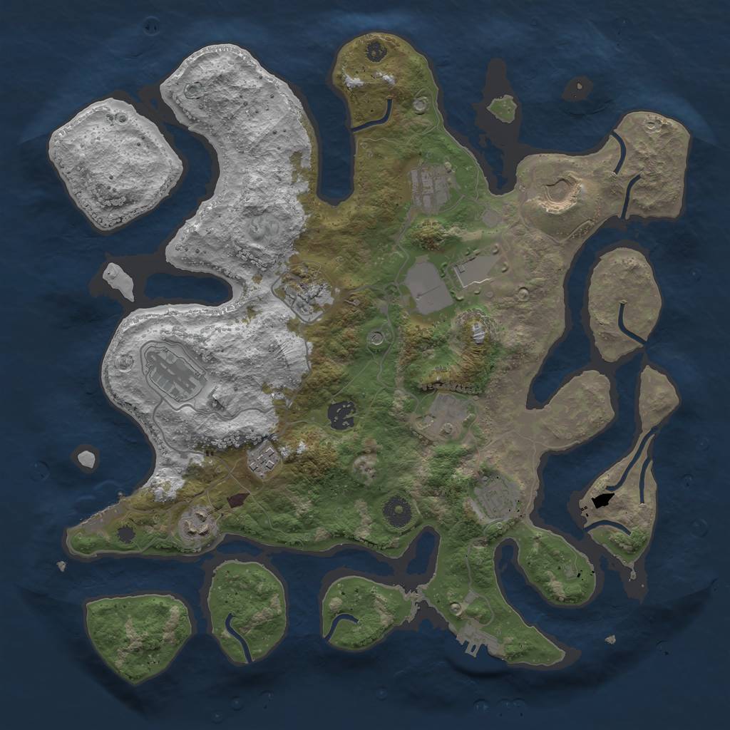 Rust Map: Procedural Map, Size: 3750, Seed: 1037998283, 15 Monuments