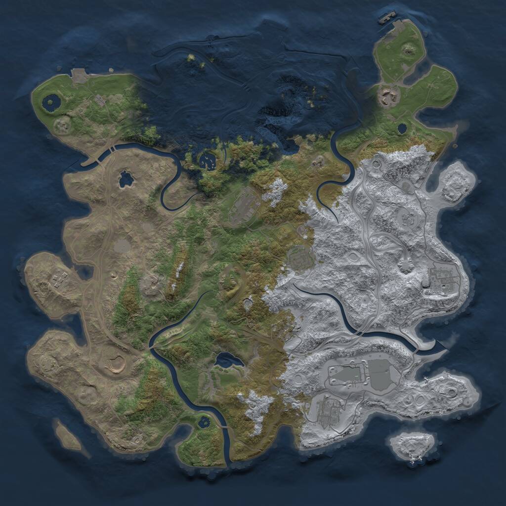 Rust Map: Procedural Map, Size: 4300, Seed: 471429, 16 Monuments