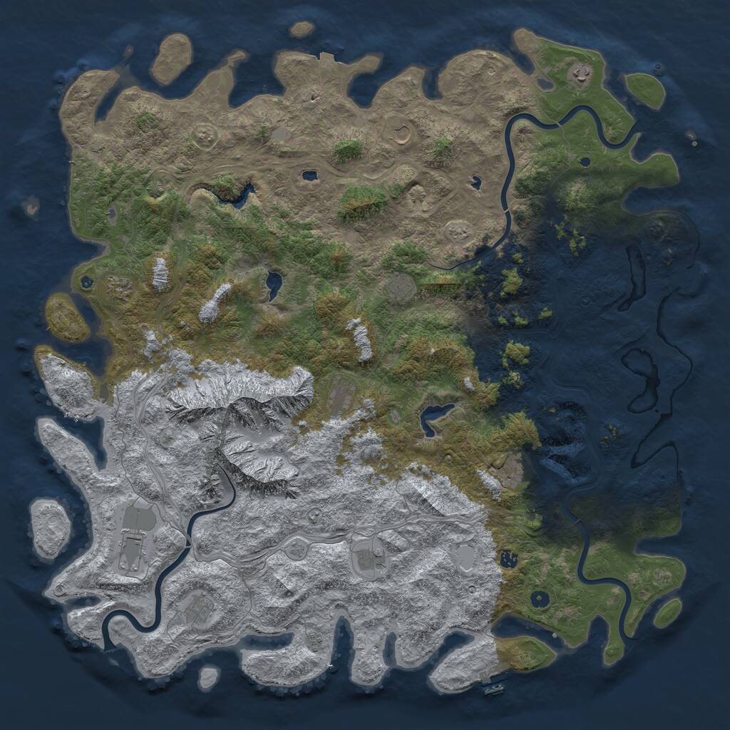 Rust Map: Procedural Map, Size: 6000, Seed: 489156, 17 Monuments