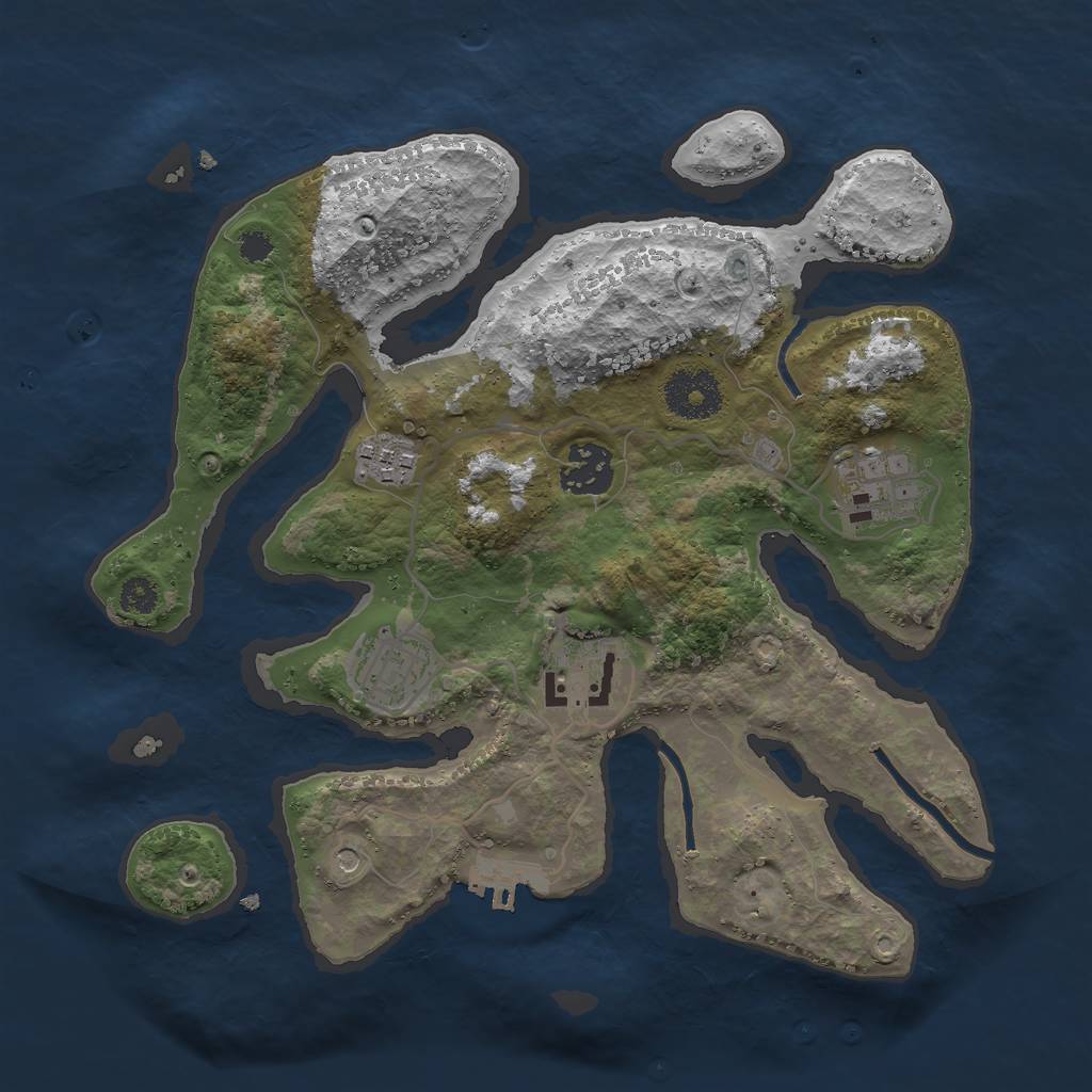 Rust Map: Procedural Map, Size: 3000, Seed: 12134567, 9 Monuments