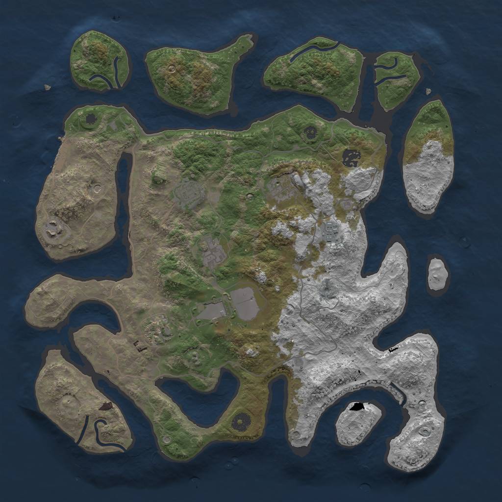 Rust Map: Procedural Map, Size: 4000, Seed: 505289, 12 Monuments